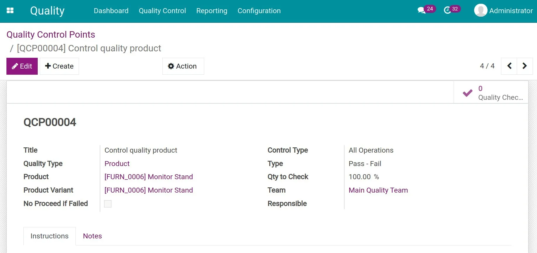 Quality control points - CBMS Quality management software