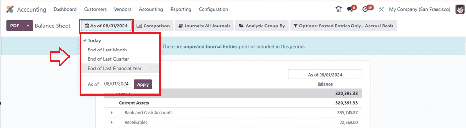 An Overview of Balance Sheet Reporting Section Available Inside the Odoo 17 Accounting-cybrosys