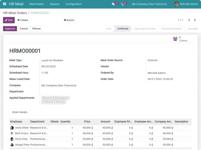 Create a flexible meal order - CBMS HR Meal