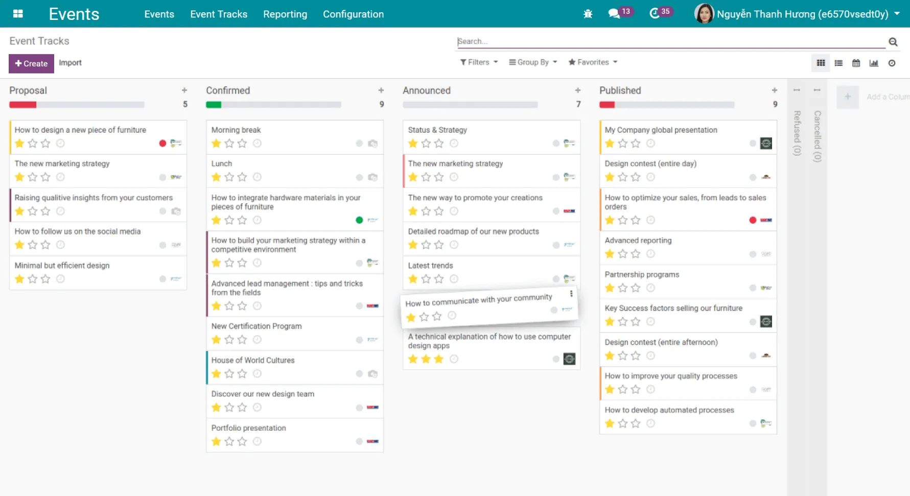 Event Tracking with Kanban Interface - CBMS Events