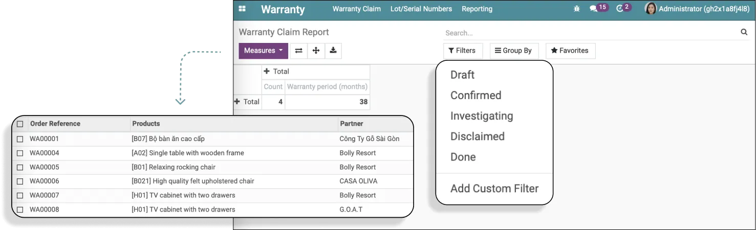 Flexible data reports - CBMS Warranty