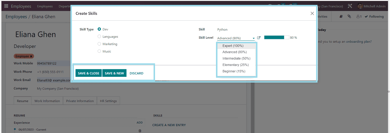 How to Manage Skills and Resumes in Odoo 16 Employees Appcybrosys