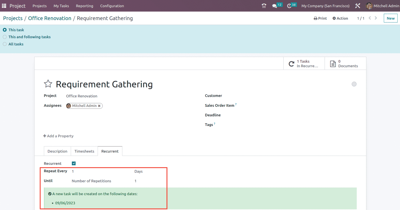 How to Manage Task Recurrence With Odoo 16 Project App-cybrosys