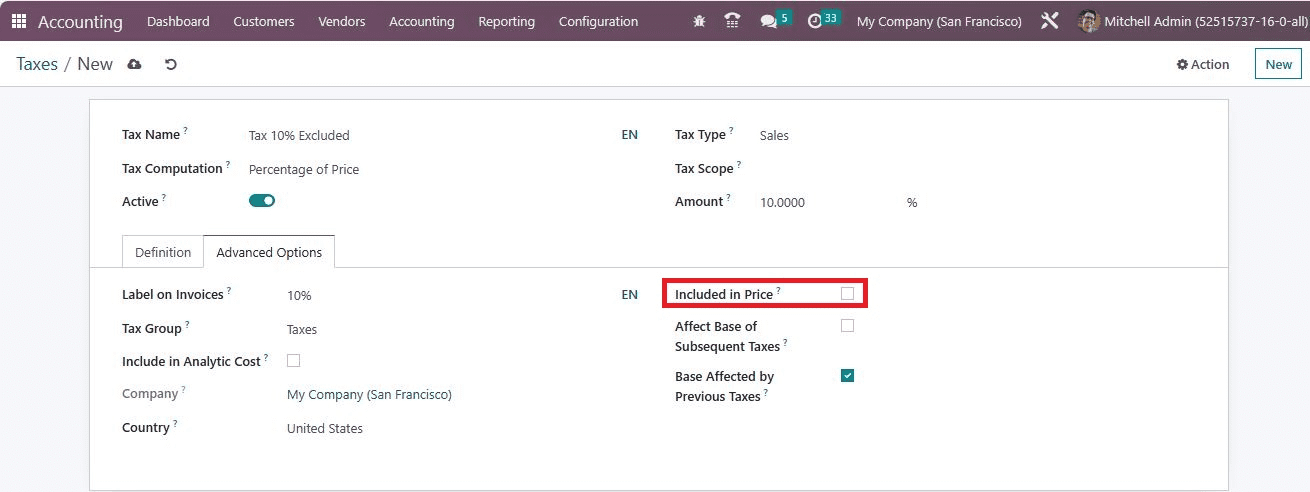 How to Manage Tax Excluded & Tax Included in Odoo 16 Accounting?-cybrosys