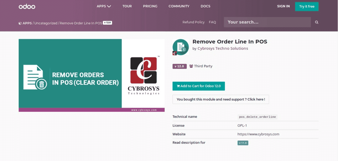 how to remove orderlines in odoo pos