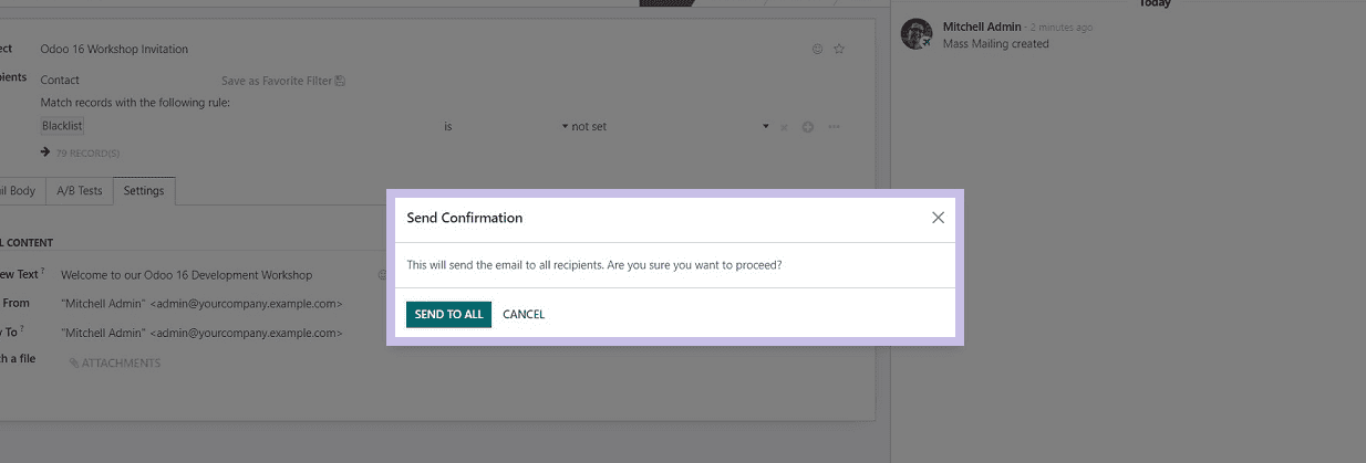 How to Send Bulk Emails With Odoo 16 E-mail Marketing Module-cybrosys