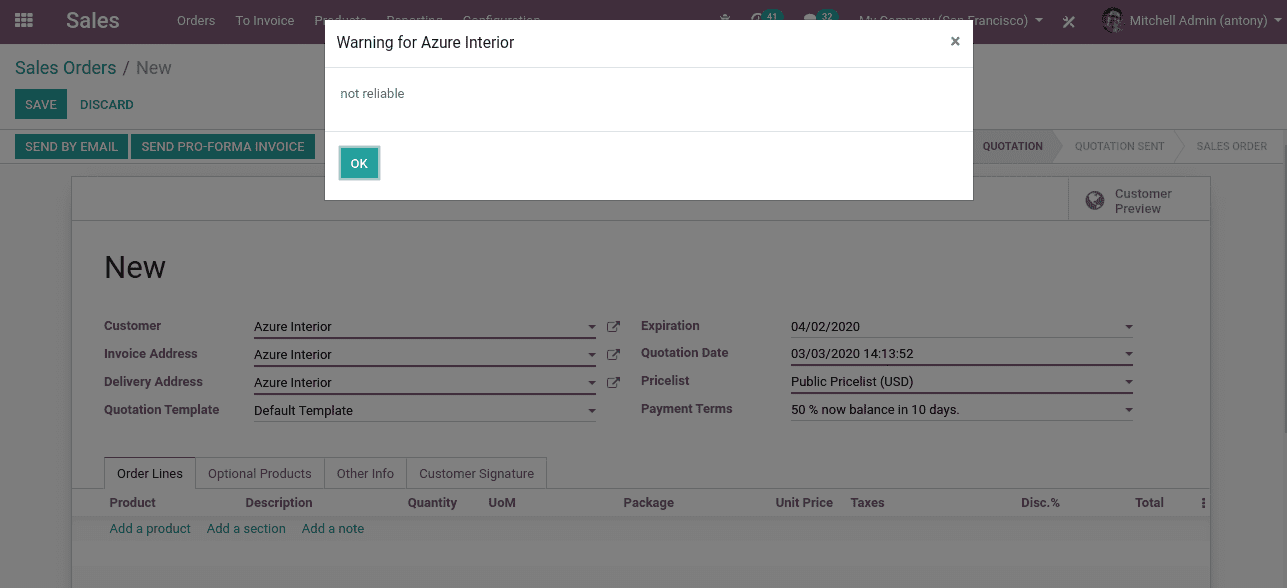 how-to-set-blocking-informative warning-odoo-13