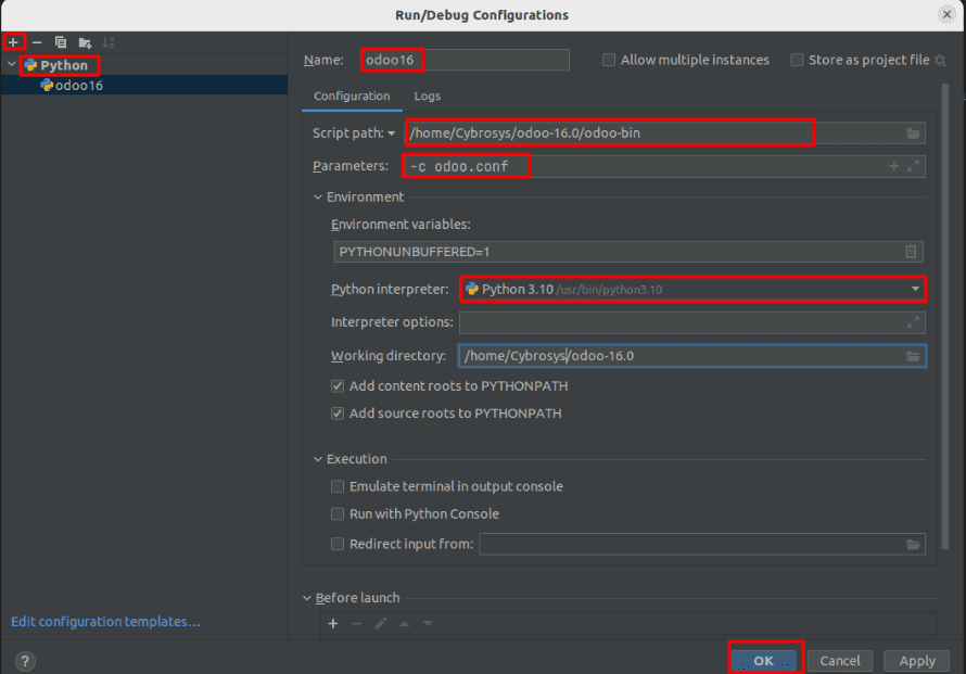 How to Setup Odoo 16 Development Environment Using Pycharm in Ubuntu 22.04-cybrosys