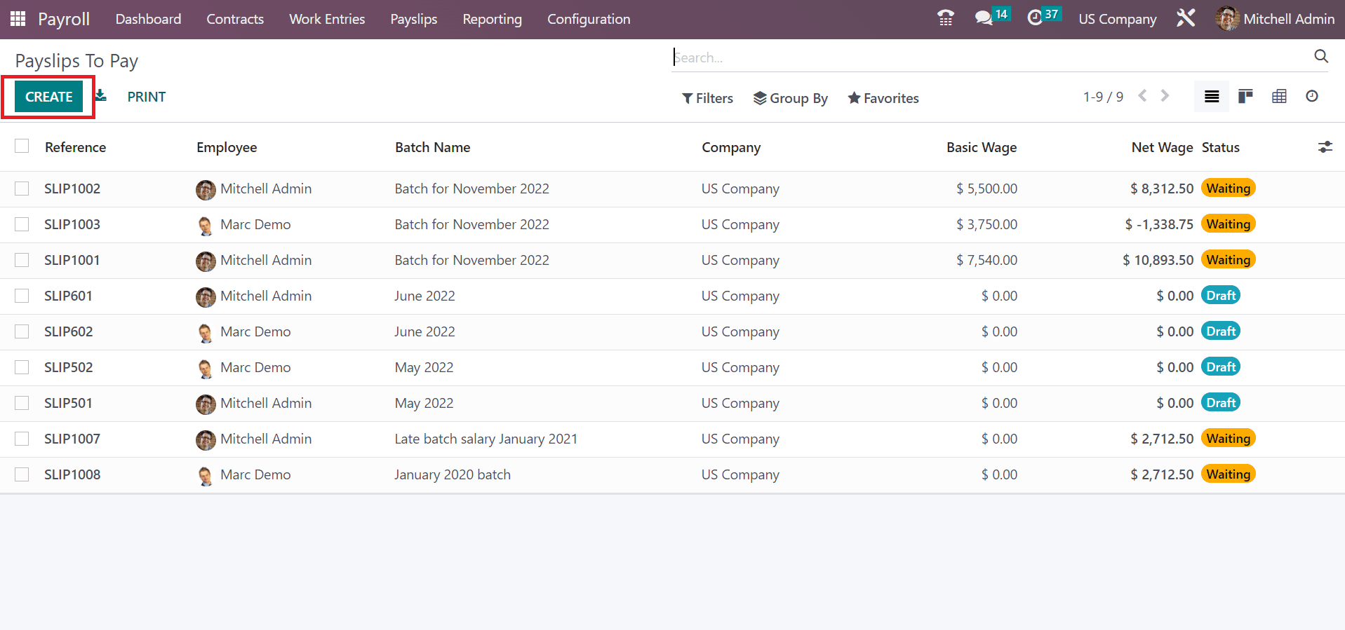 How to Setup Payslip for a US Company Using Odoo 16 Payroll?-cybrosys