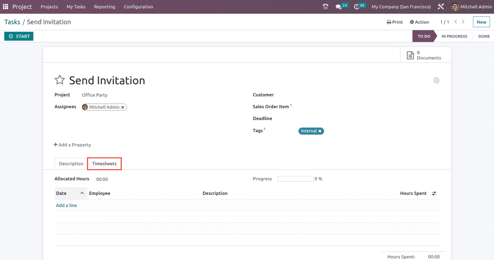 How to Track Time Spent on the Tasks With Odoo 16 Project App-cybrosys