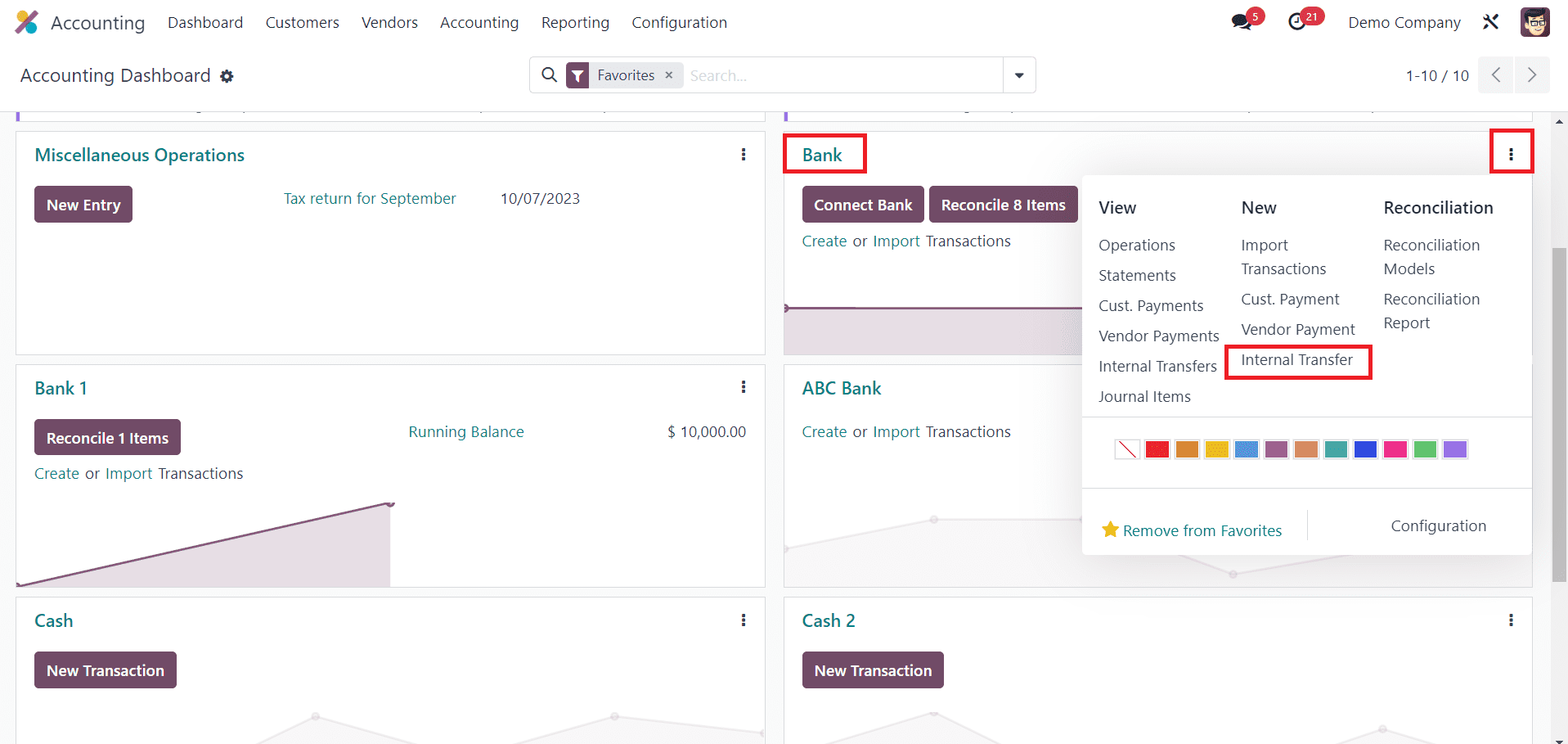 How to Transfer Cash Between Accounts in Odoo 16 Accounting-cybrosys