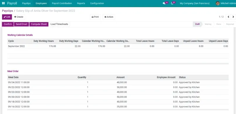 linked to the Payroll application - CBMS HR Meal