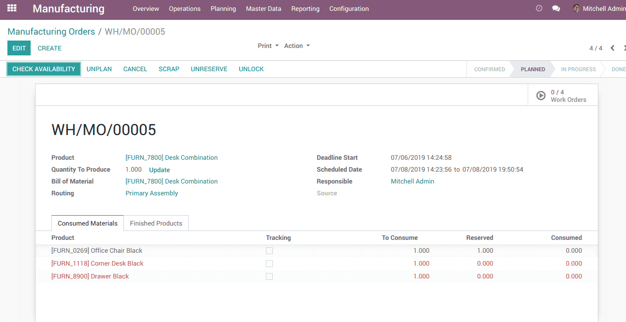 multi-step production in odoo v12