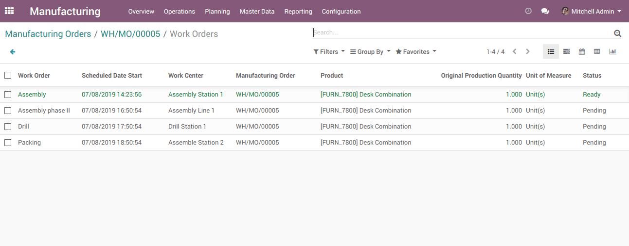 multi-step production in odoo v12