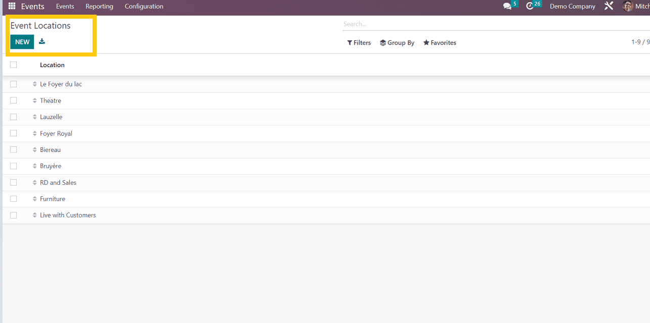 Overview of Configuration Menu of Odoo 16 Events App