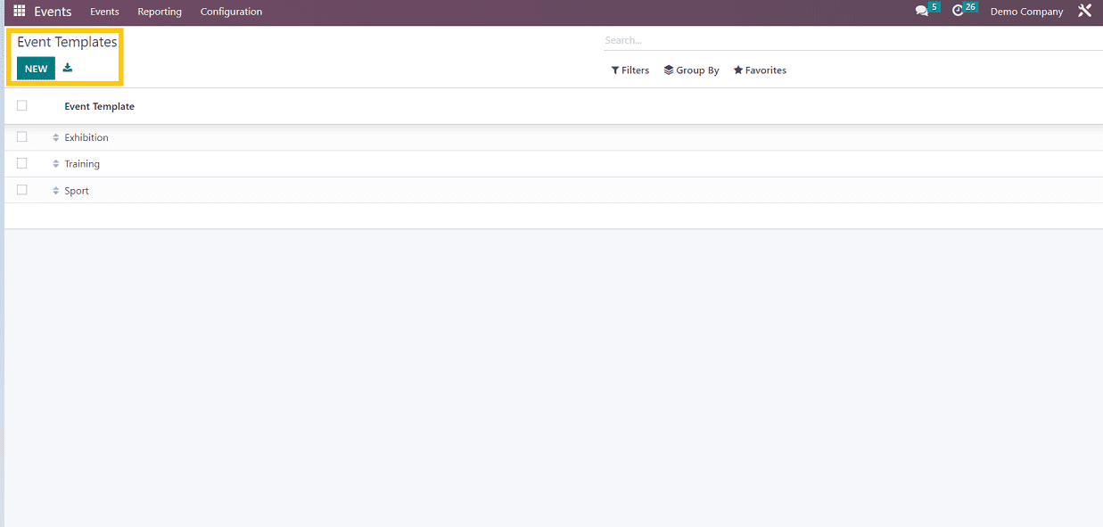 Overview of Configuration Menu of Odoo 16 Events App