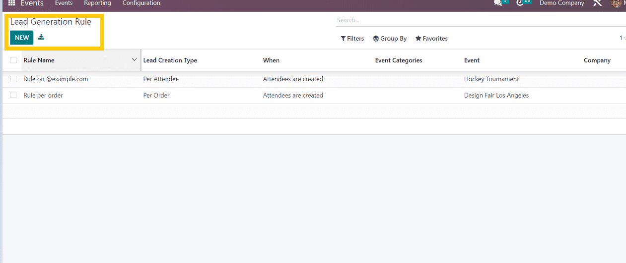 Overview of Configuration Menu of Odoo 16 Events App