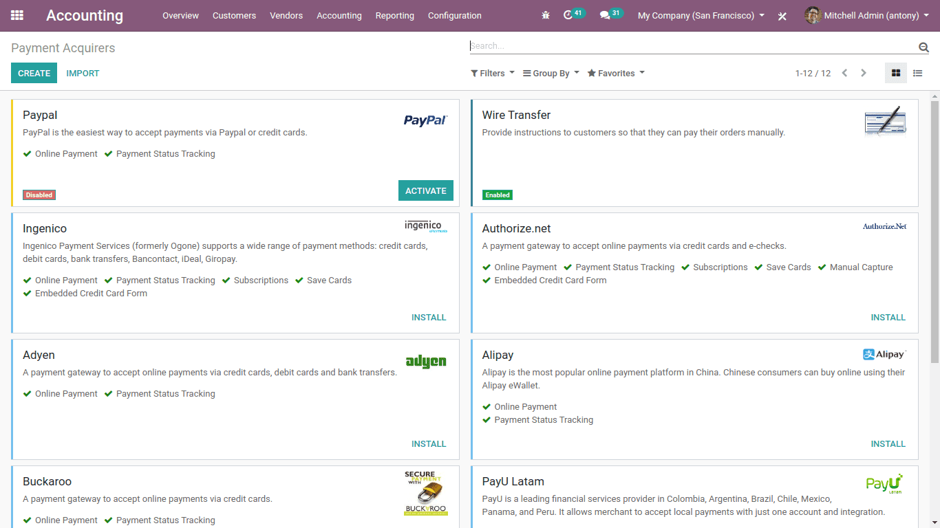 payment acquirers in odoo 13 cybrosys