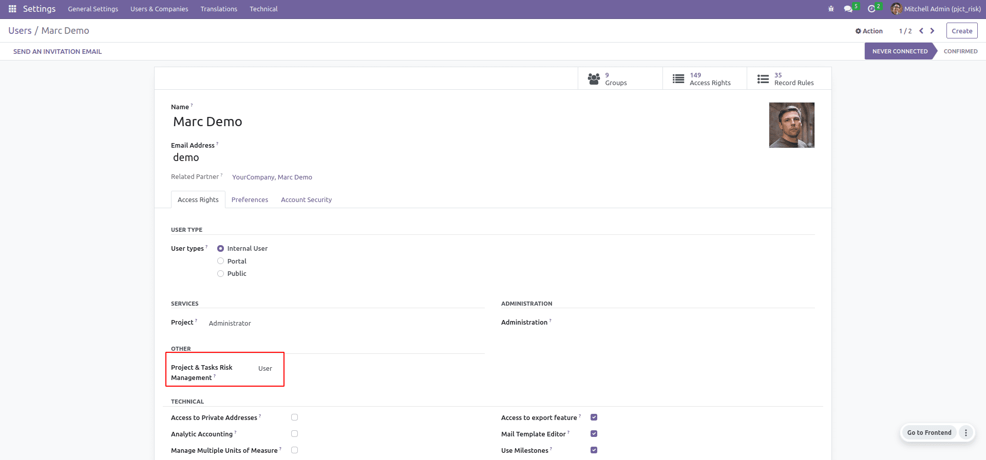 Risk Management For Project And Tasks in Odoo 16-cybrosys