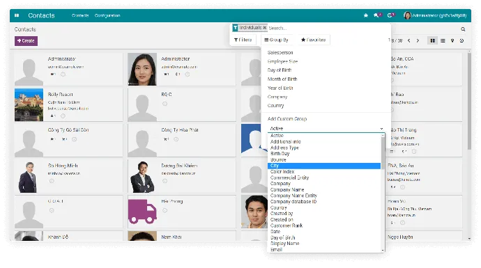 Filter, Group contacts by flexible criteria - CBMS Contact