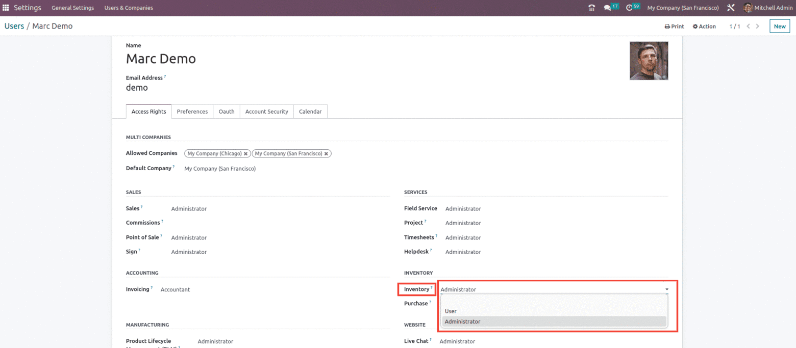 What Are the Different Types of Access Rights in Odoo 16 Inventory-cybrosys