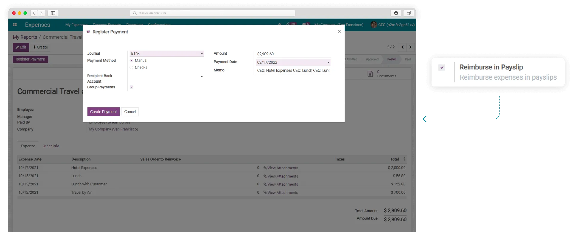 Flexible payment with CBMS Expenses