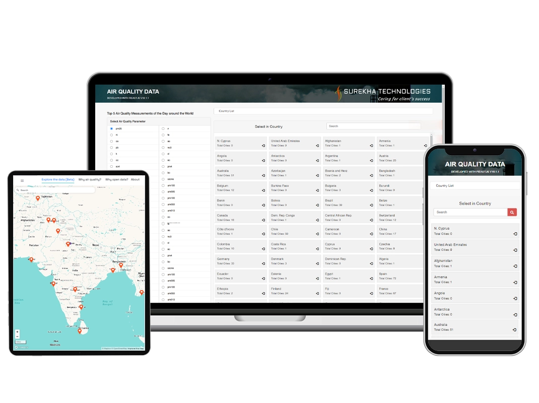 Air Quality Indicator Dashboard using React JS Frameworks